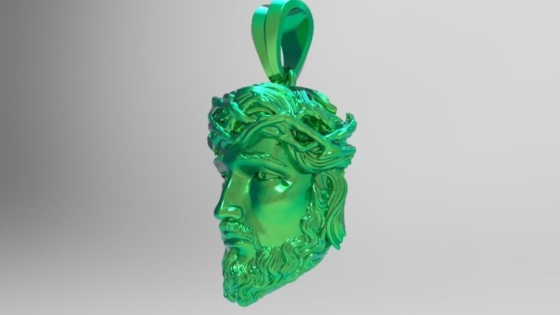 3D Jesus Christ Head Face Pendant Jewelry 3D print model_5
