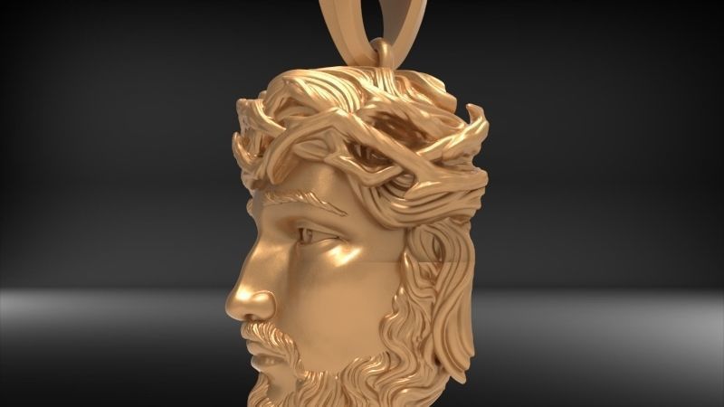 3D Jesus Christ Head Face Pendant Jewelry 3D print model_27