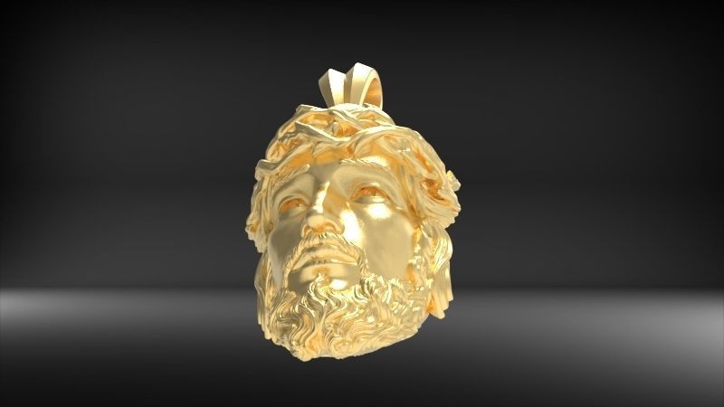 3D Jesus Christ Head Face Pendant Jewelry 3D print model_24