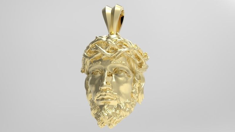 3D Jesus Christ Head Face Pendant Jewelry 3D print model_7