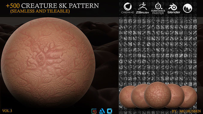 500 Creature skin 8k patterns Vol3  3D model