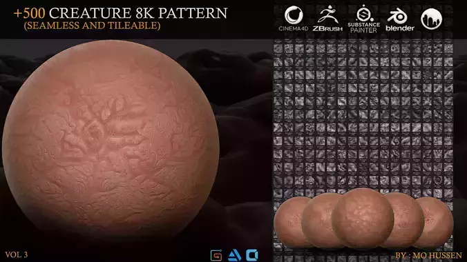 500 Creature skin 8k patterns Vol3  3D model
