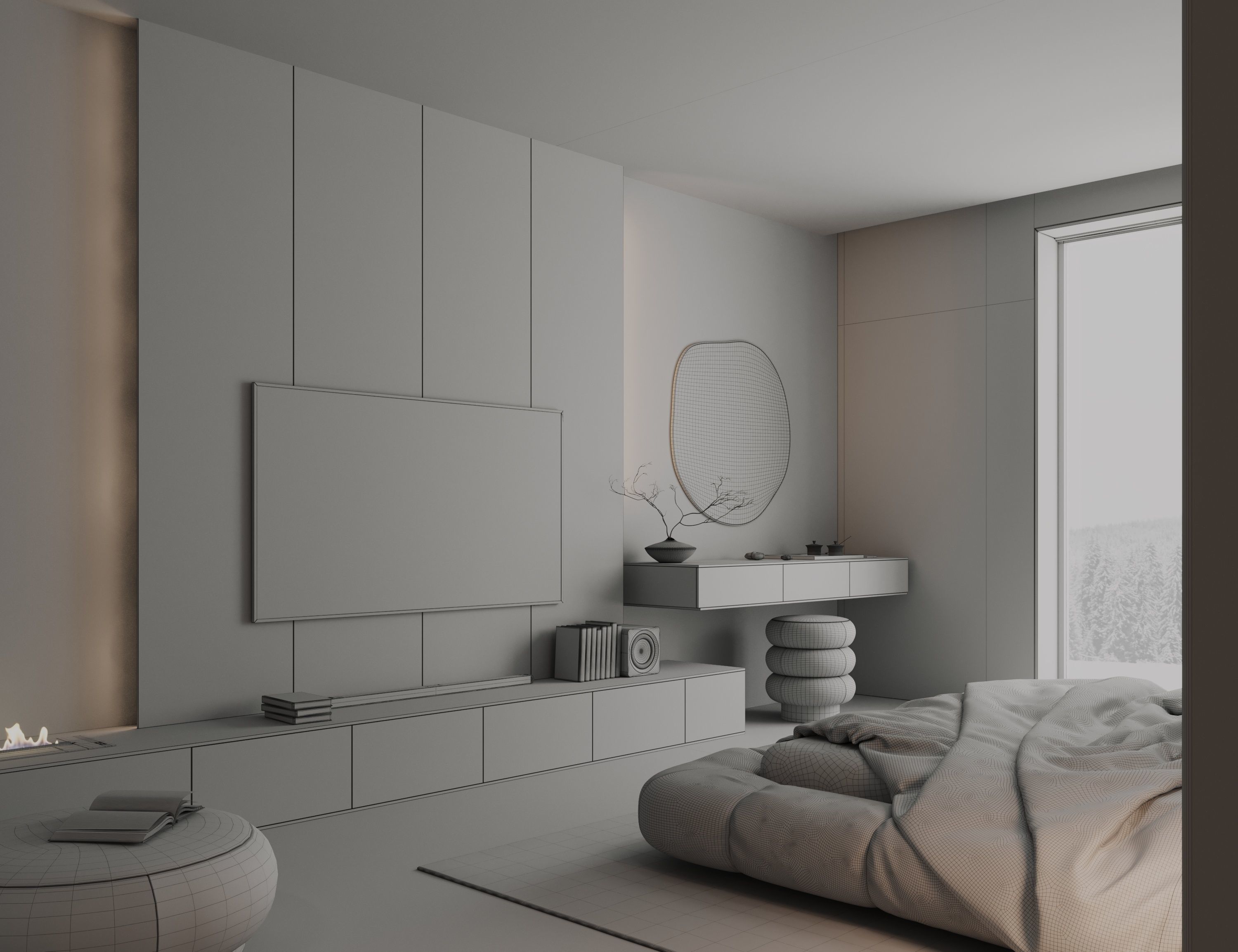 master bedroom interior scene 3D model_16