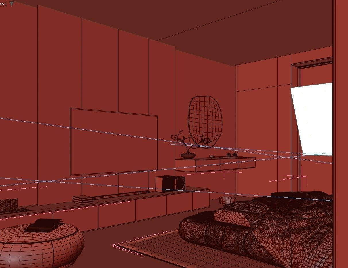 master bedroom interior scene 3D model_14