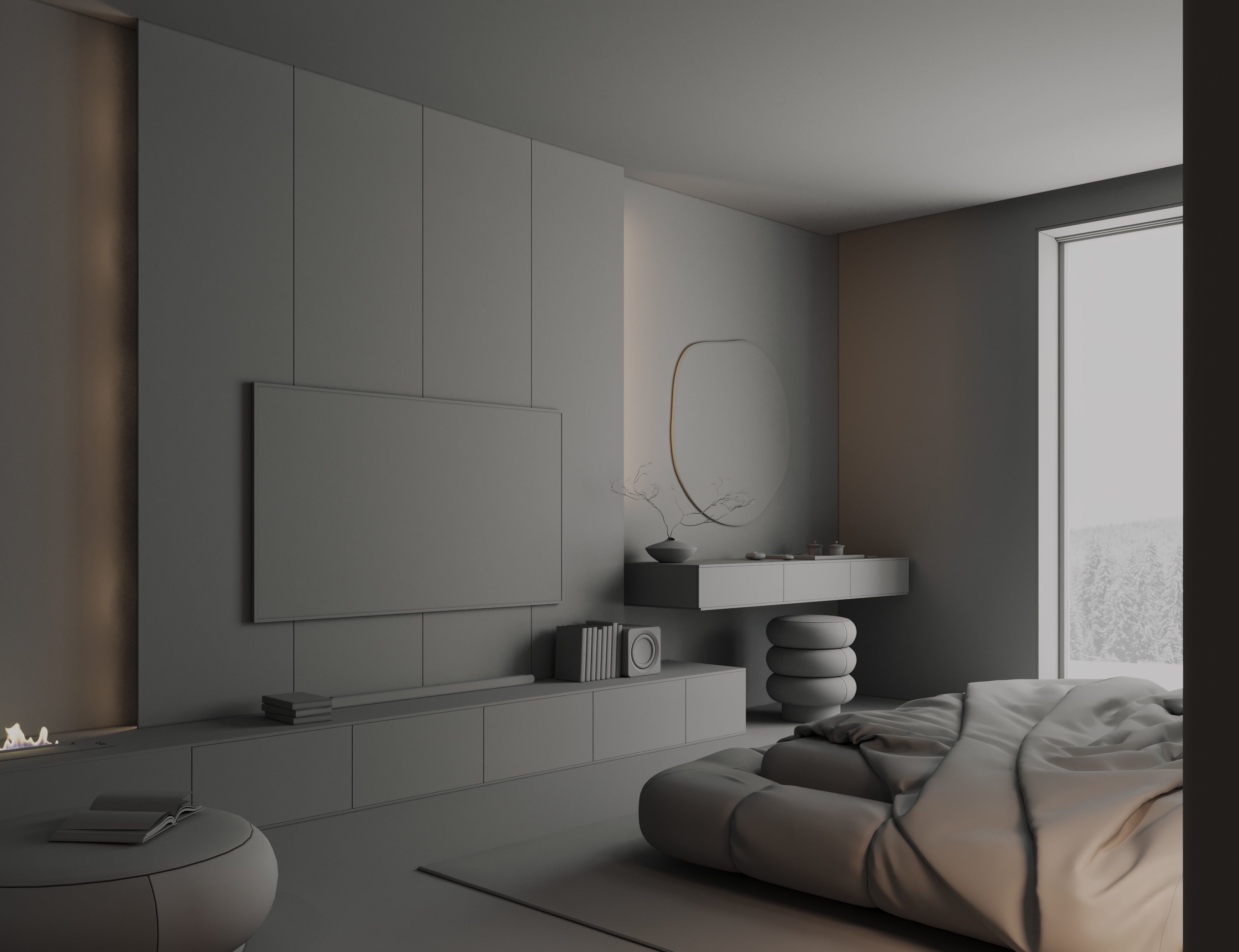 master bedroom interior scene 3D model_8