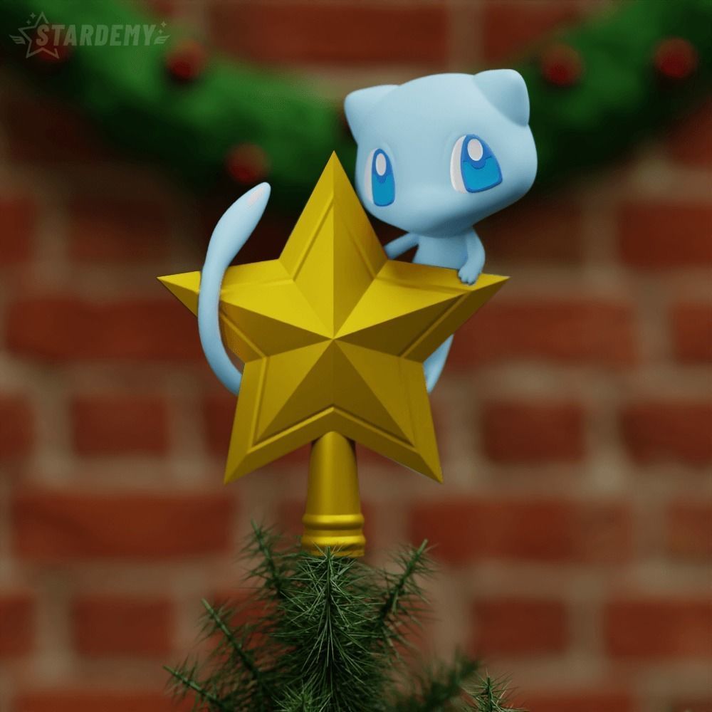 mew tree topper pokemon ornament christmas tree 3D print model_4