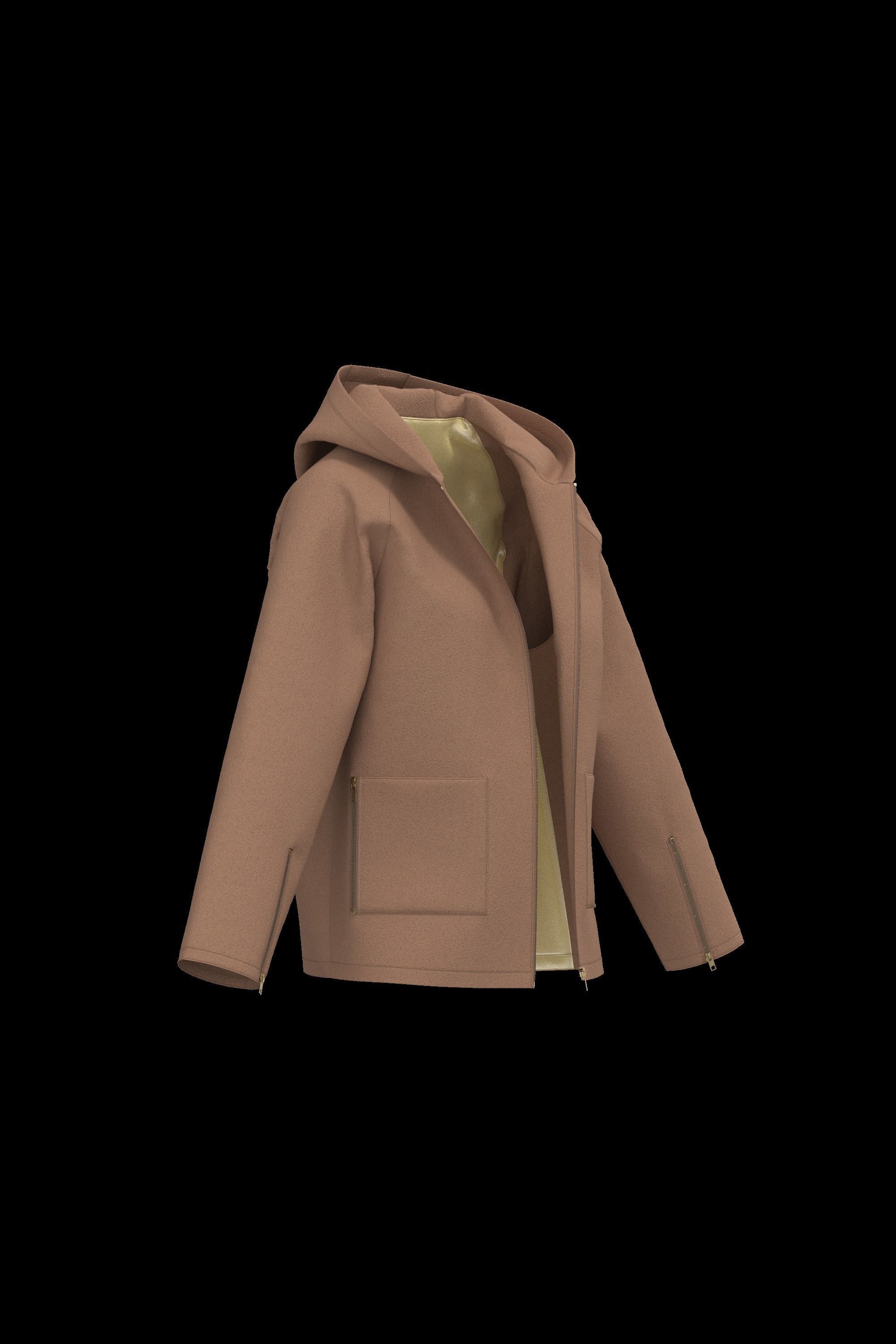 Female raglan coat 3D model_9