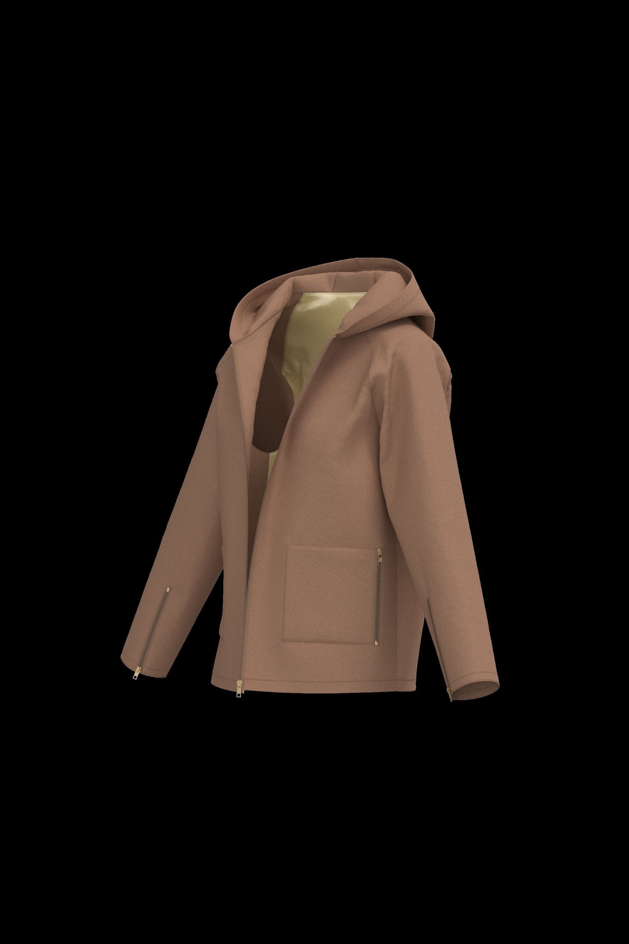 Female raglan coat 3D model_6