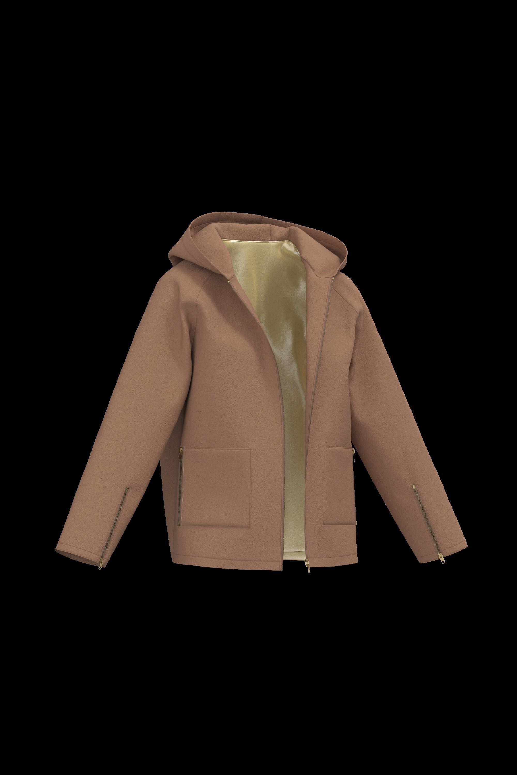 Female raglan coat 3D model_8