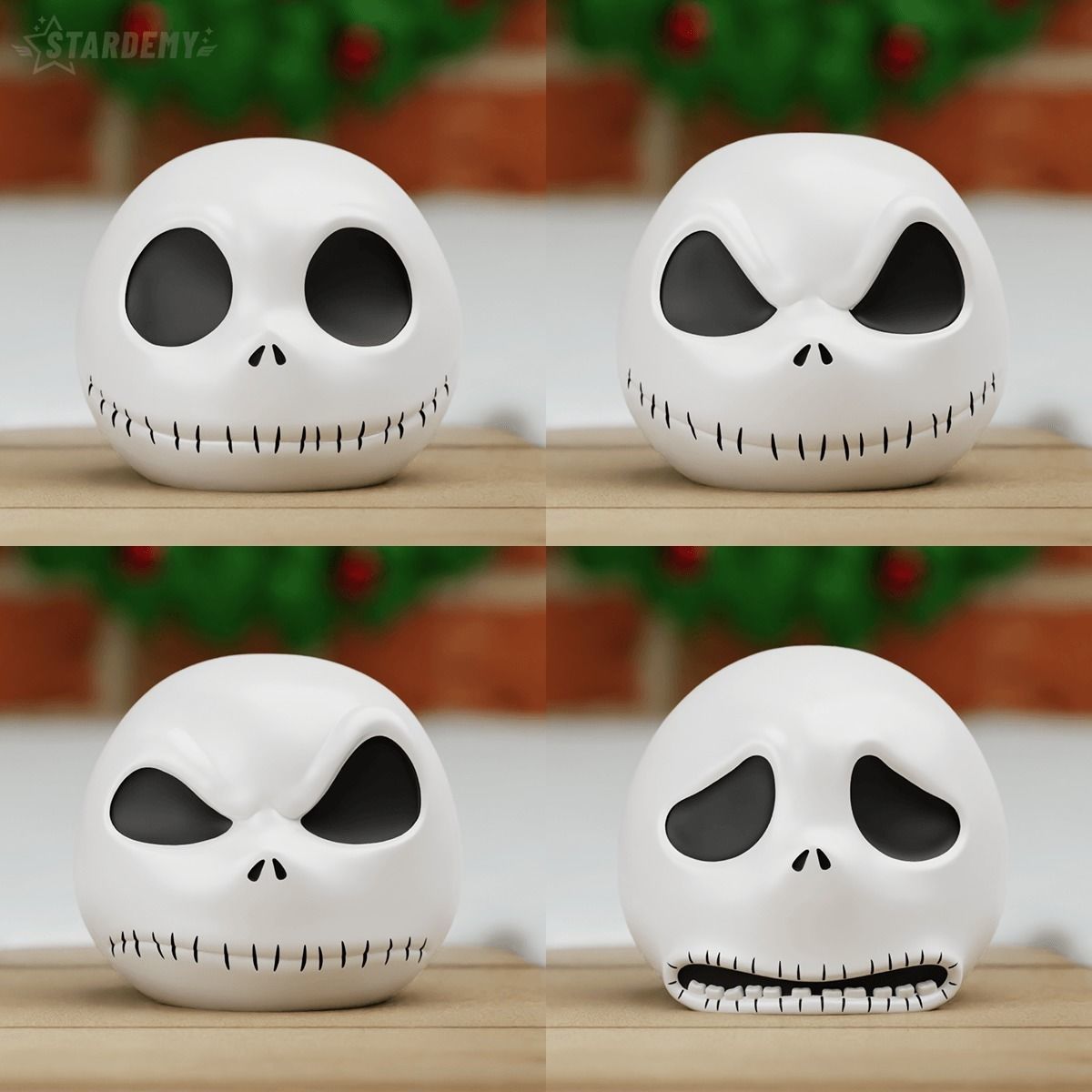 Jack Christmas Ornaments Many Expressions and Santa Hat option 3D print model_4