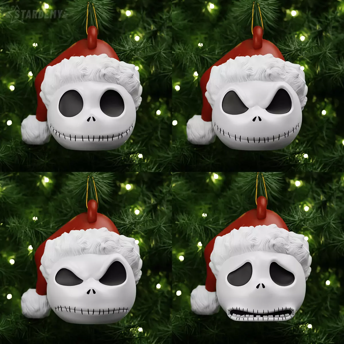 Jack Christmas Ornaments Many Expressions and Santa Hat option 3D print model_0