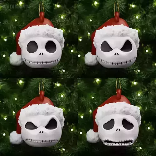 Jack Christmas Ornaments Many Expressions and Santa Hat option 3D print model