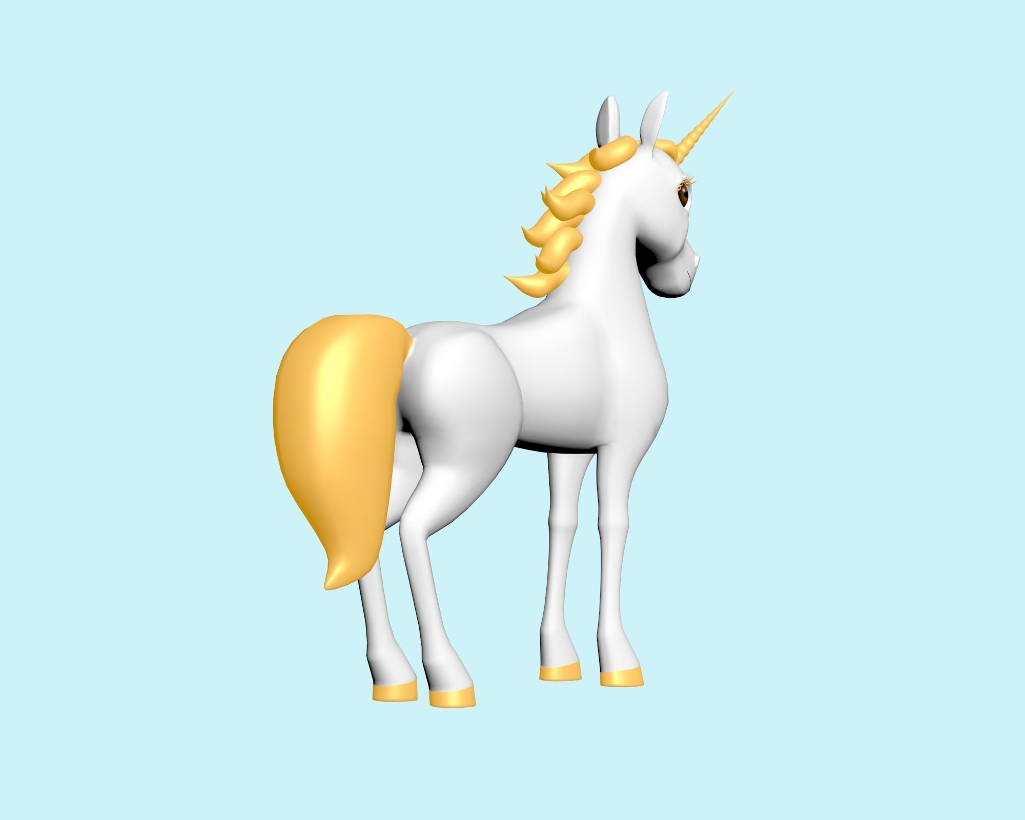horn horse  3D model_5