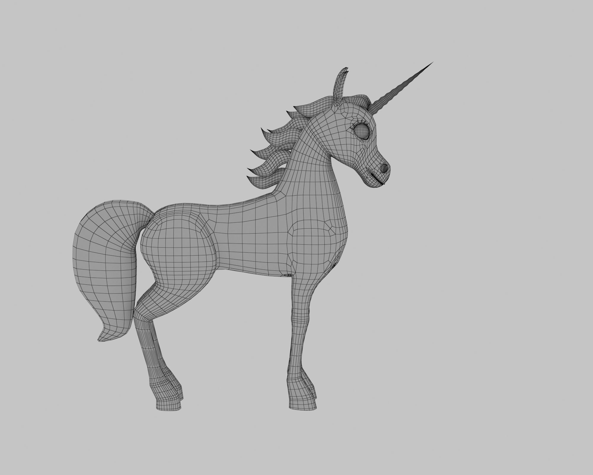 horn horse  3D model_3