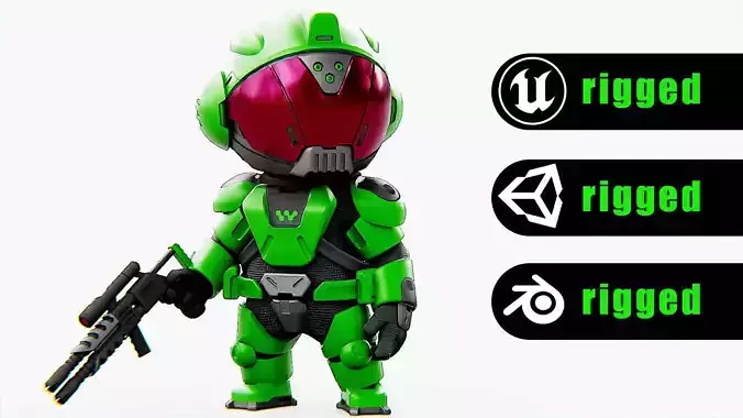 TOON TROOPER BCC-4  Rigged for Unreal Engine - Unity - MIXAMO