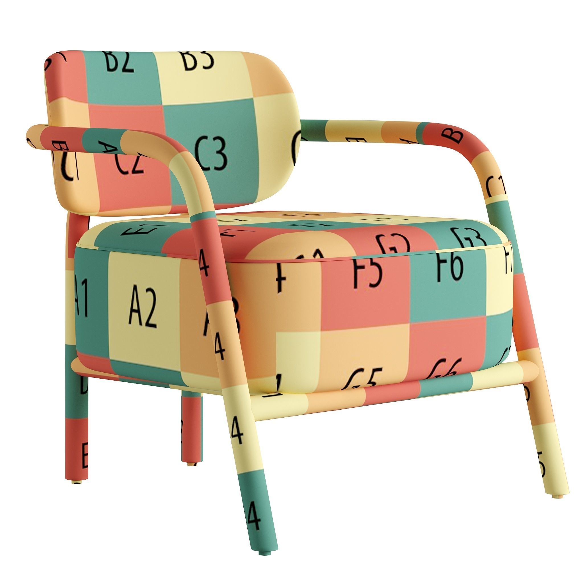 Melqui arm chair Low-poly 3D model_1