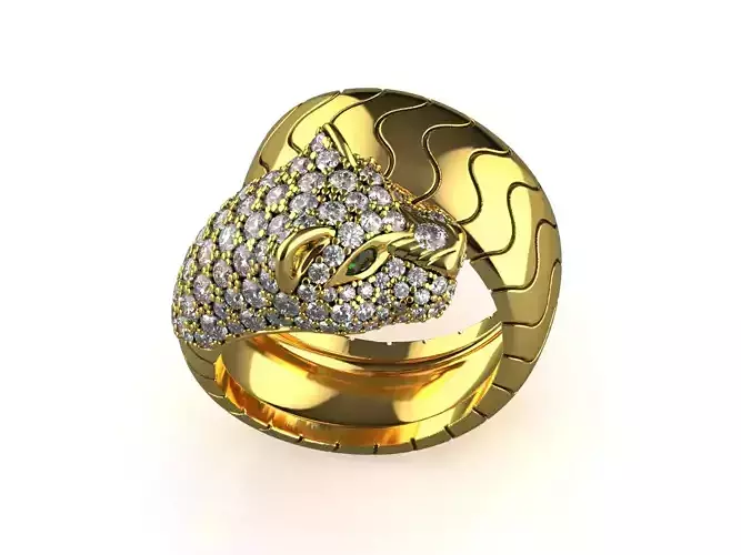 Diamond Panther Ring 3D print model