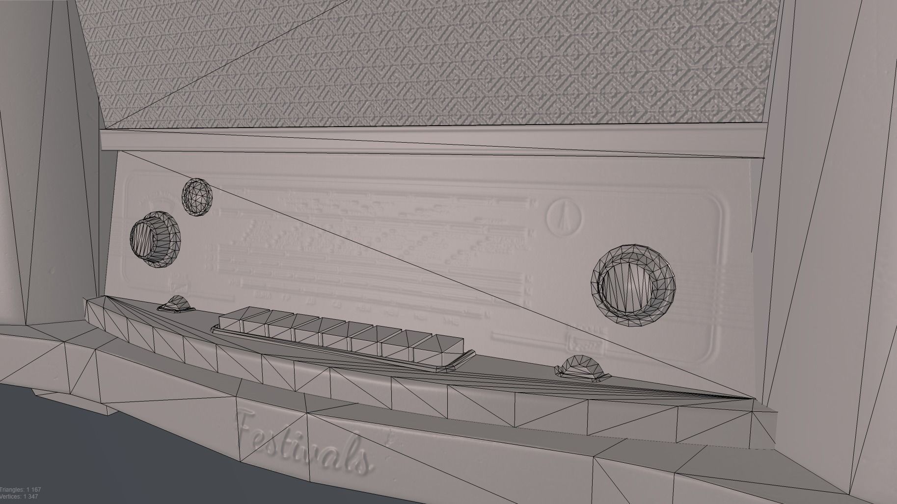 Soviet Vintage radio Low-poly 3D model_23