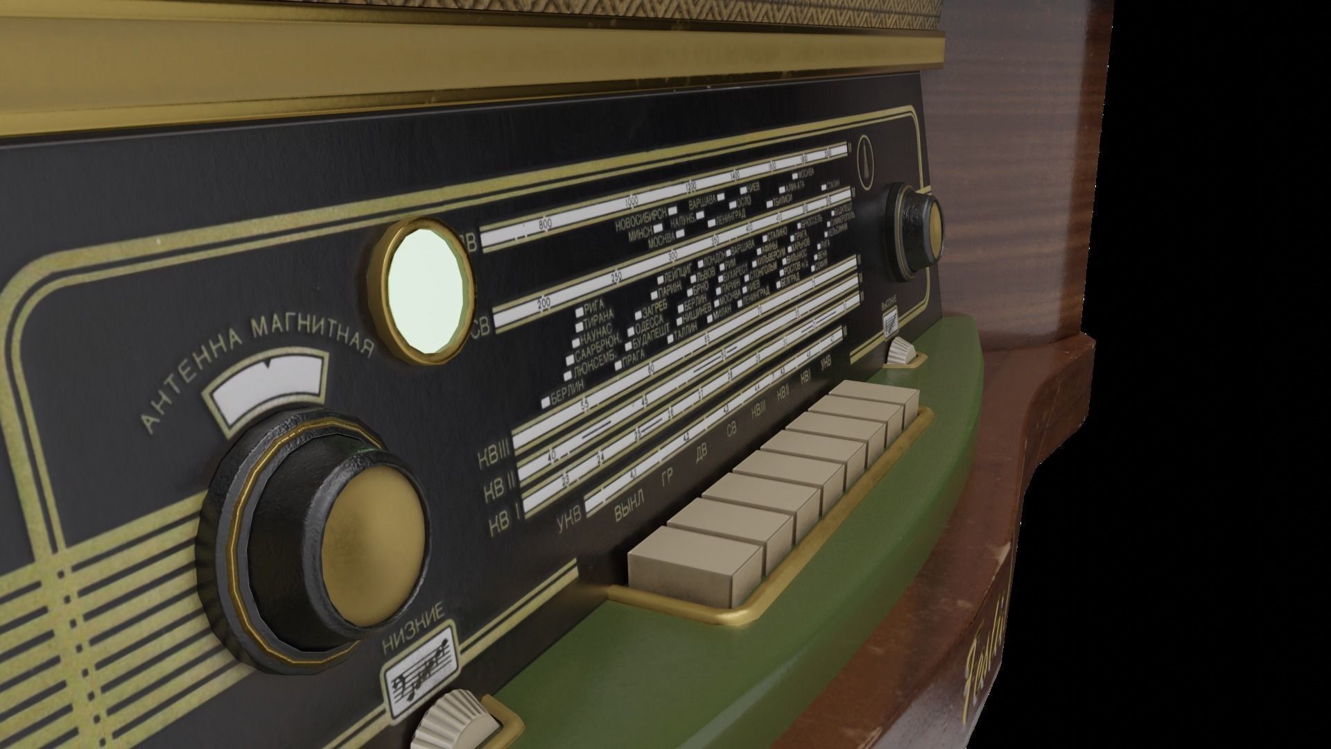 Soviet Vintage radio Low-poly 3D model_5