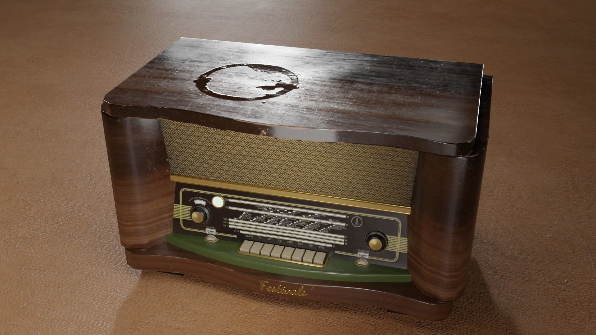 Soviet Vintage radio Low-poly 3D model_17