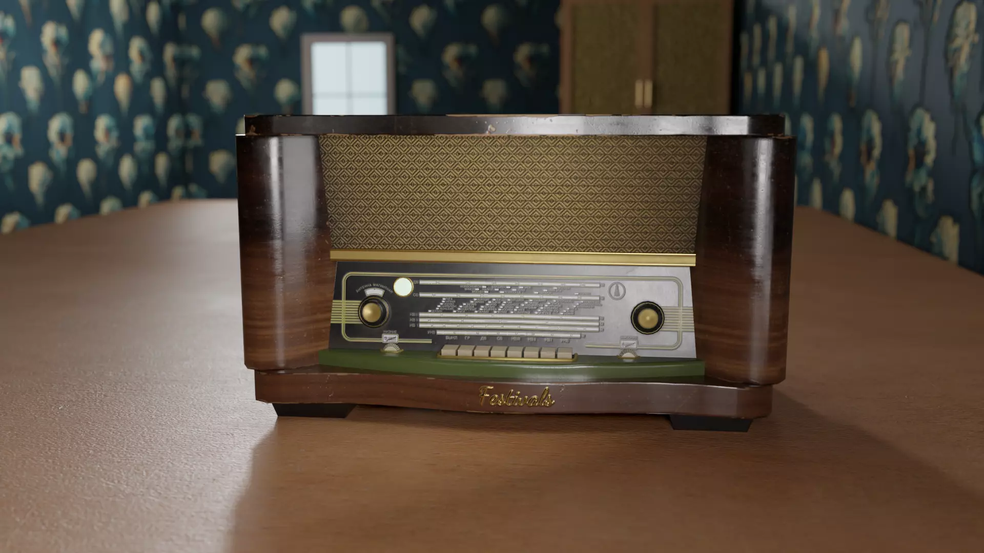 Soviet Vintage radio Low-poly 3D model_0