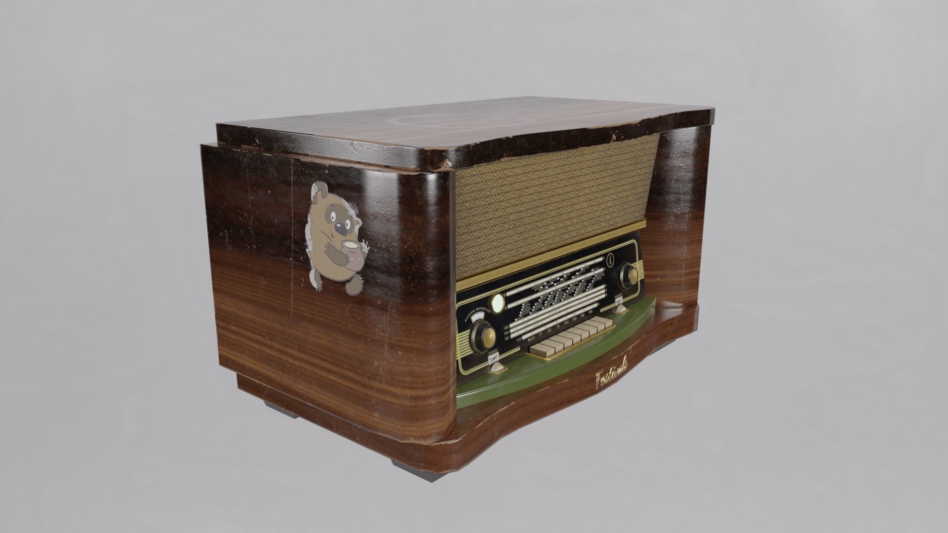 Soviet Vintage radio Low-poly 3D model_3