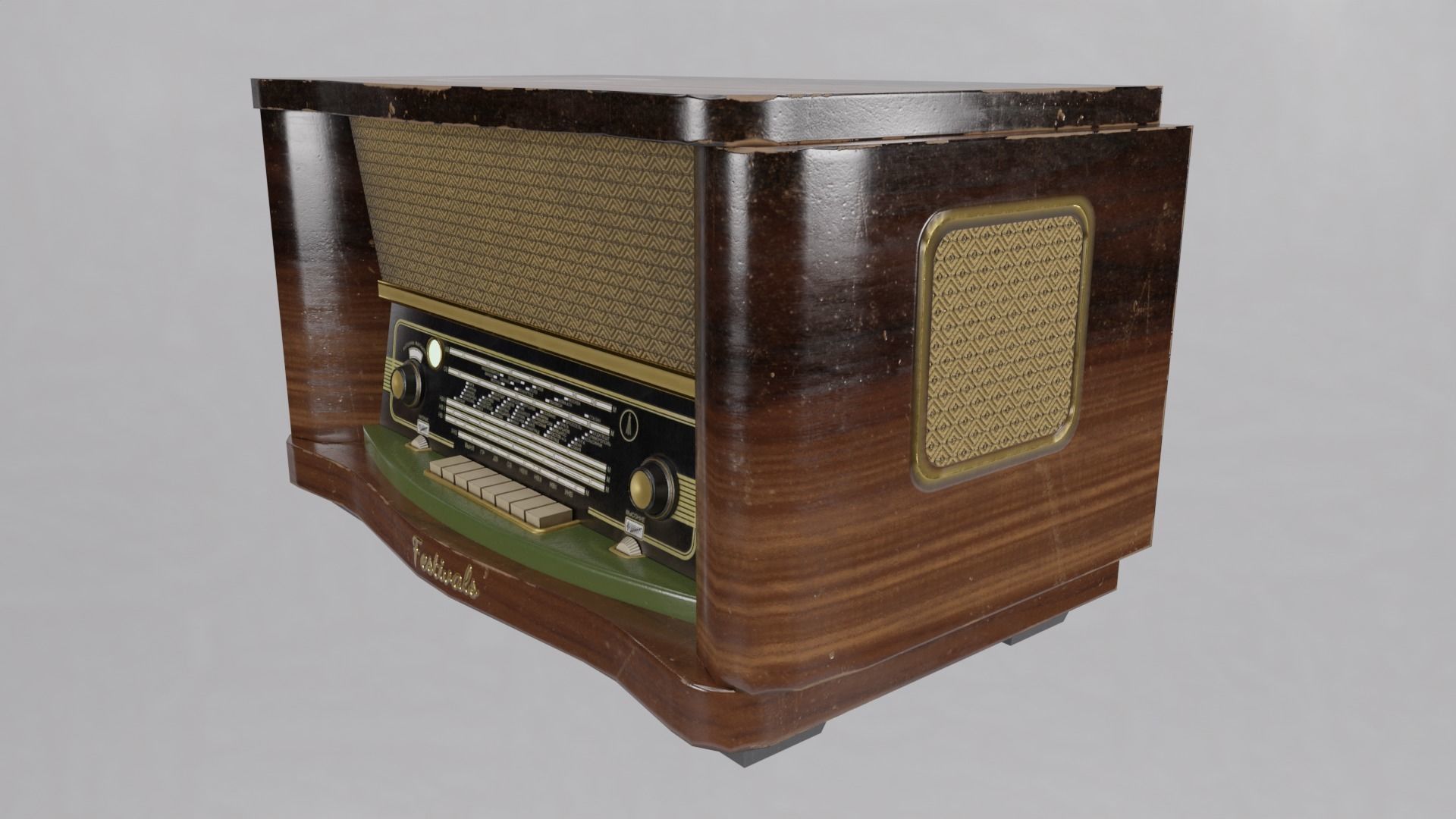 Soviet Vintage radio Low-poly 3D model_6