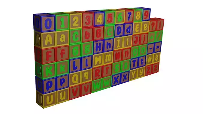 Alphabet Blocks Number Blocks for Kids Customizable 3D model