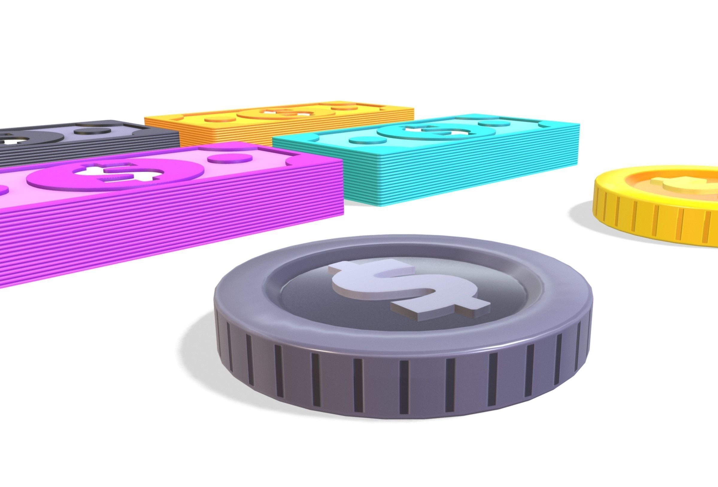 Pack014 Money Pack Low-poly 3D model_2