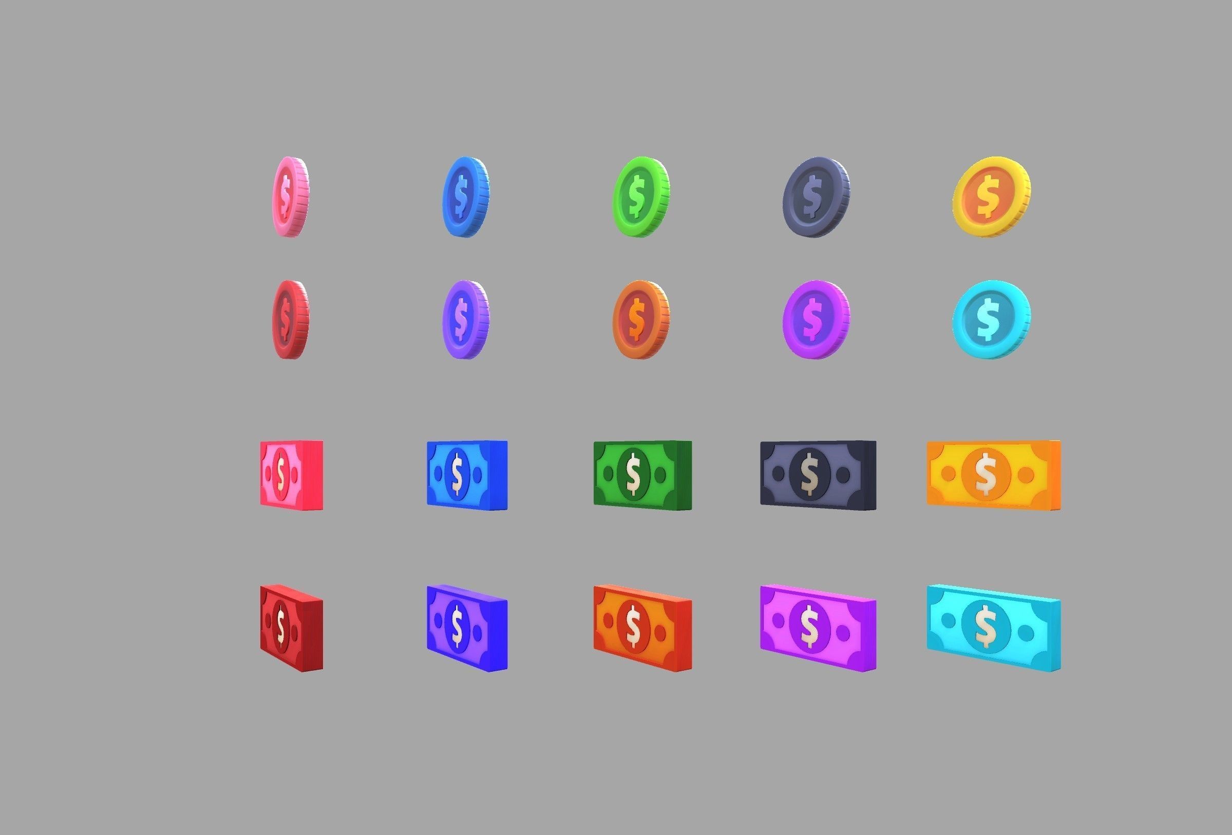 Pack014 Money Pack Low-poly 3D model_8