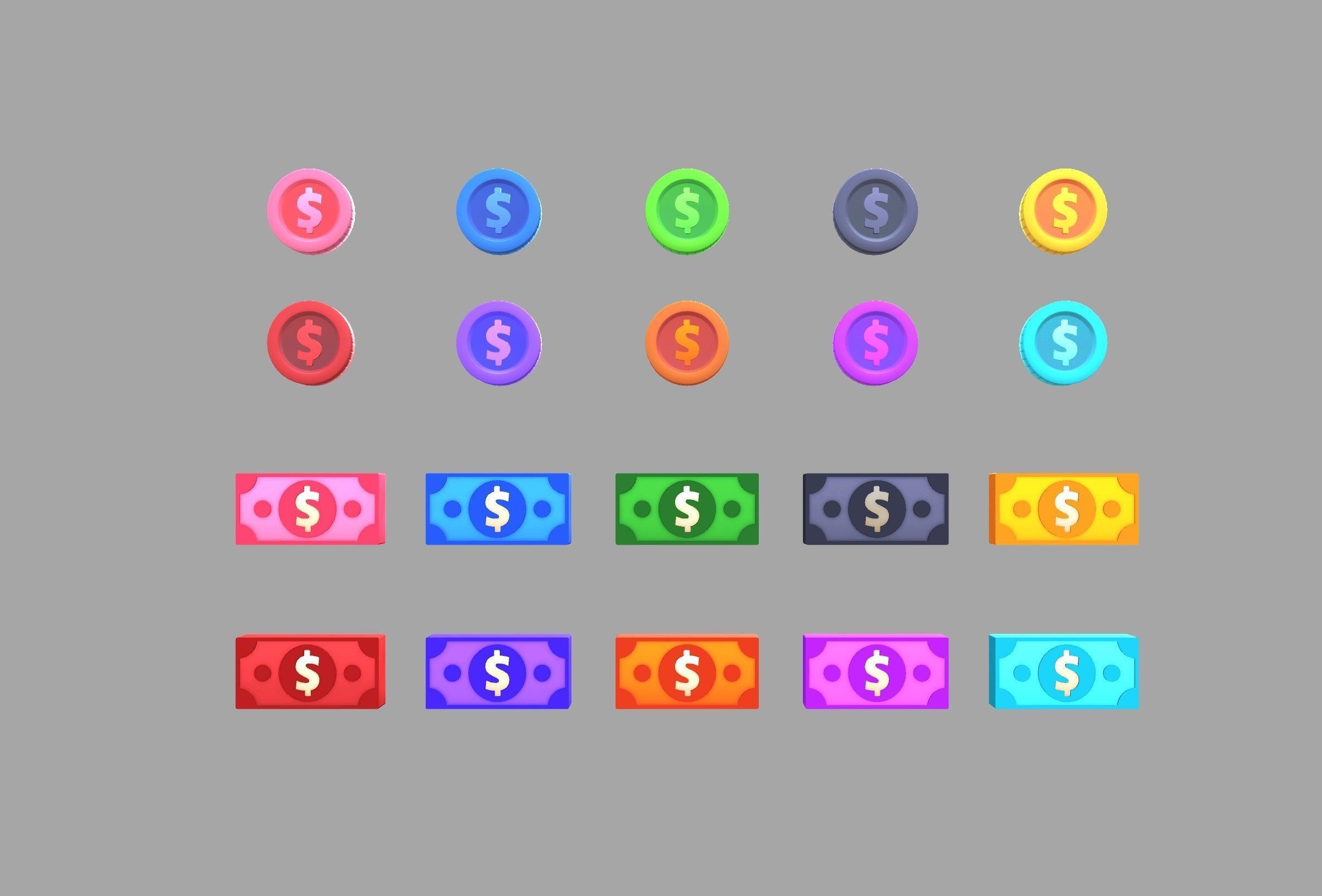 Pack014 Money Pack Low-poly 3D model_7