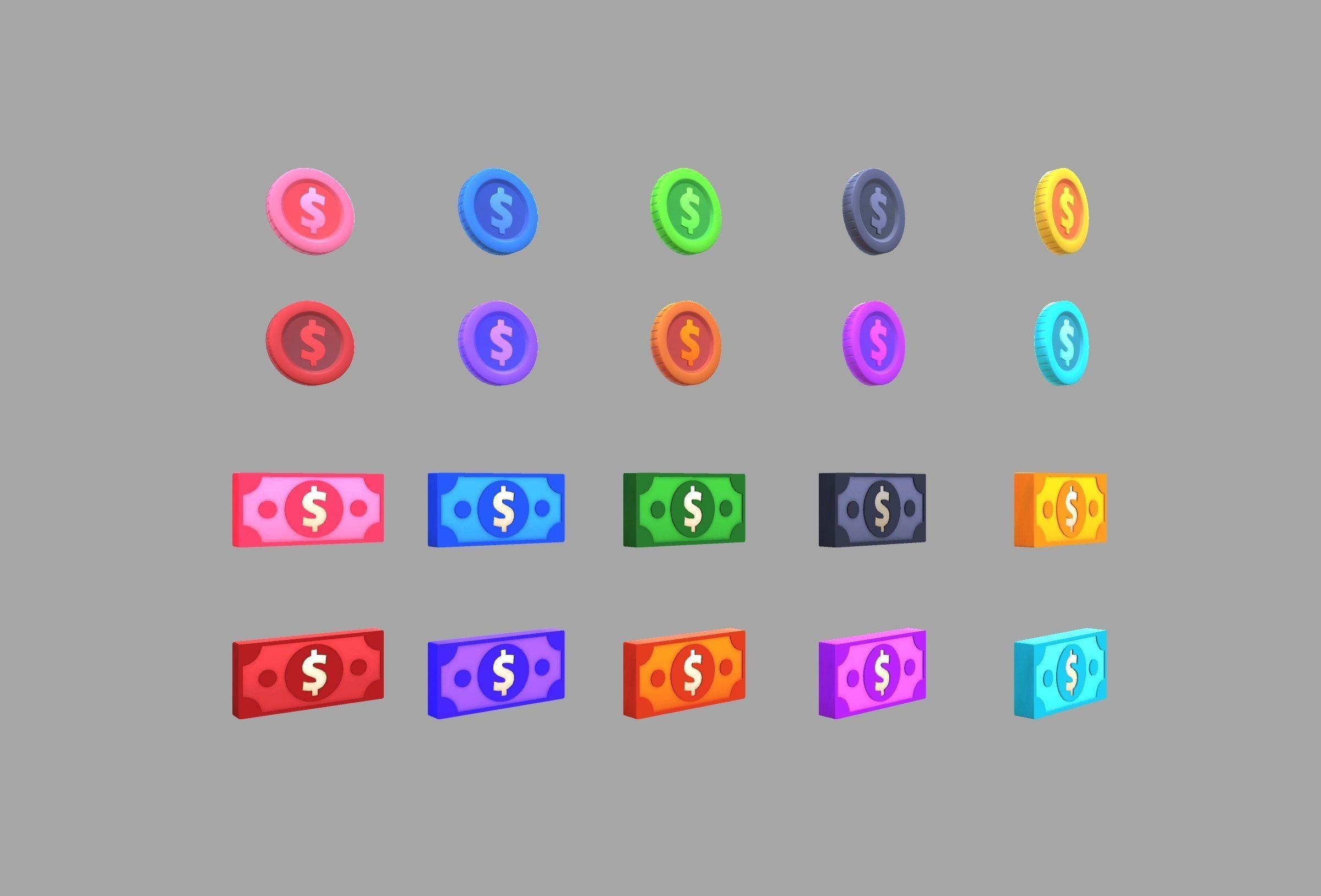 Pack014 Money Pack Low-poly 3D model_10