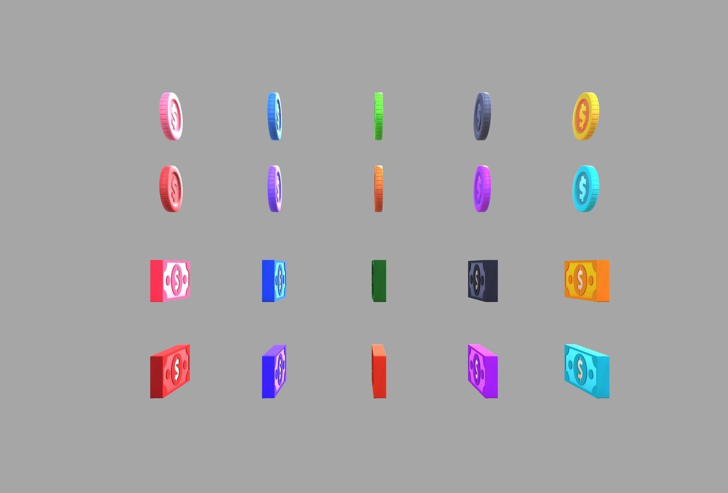 Pack014 Money Pack Low-poly 3D model_9