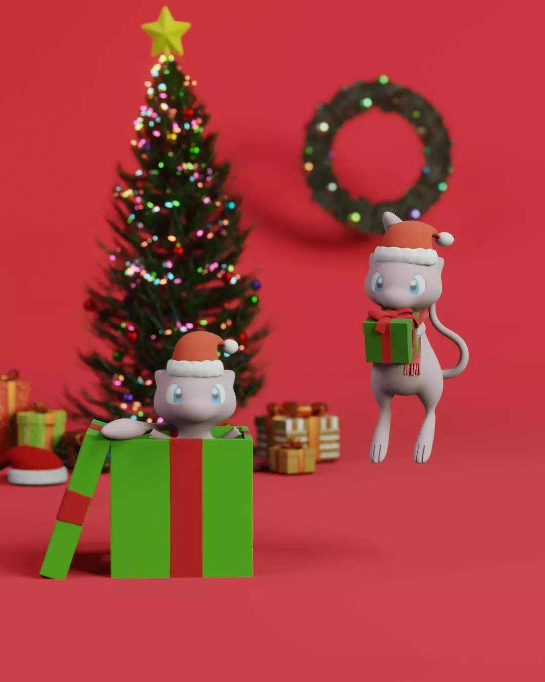 mew christmas 3D print model_0