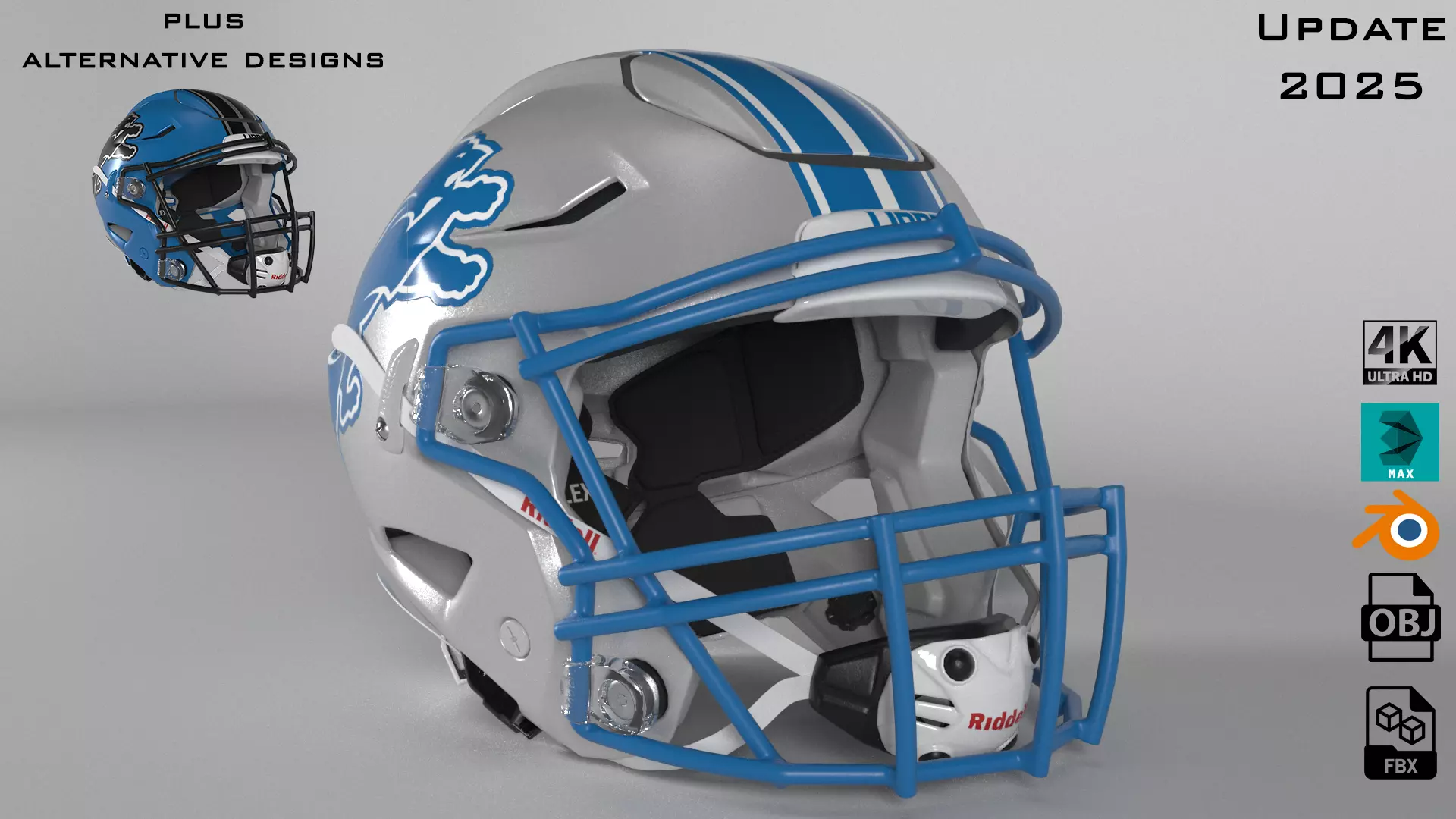 DETROIT LIONS Helmet Football NFC North PBR updated 2025 3D model_0