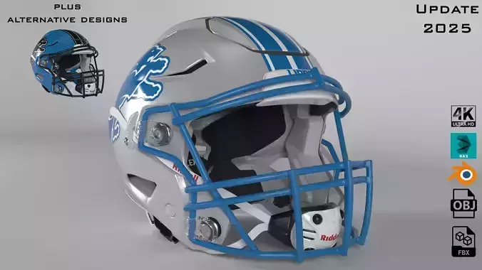DETROIT LIONS Helmet Football NFC North PBR updated 2025 3D model