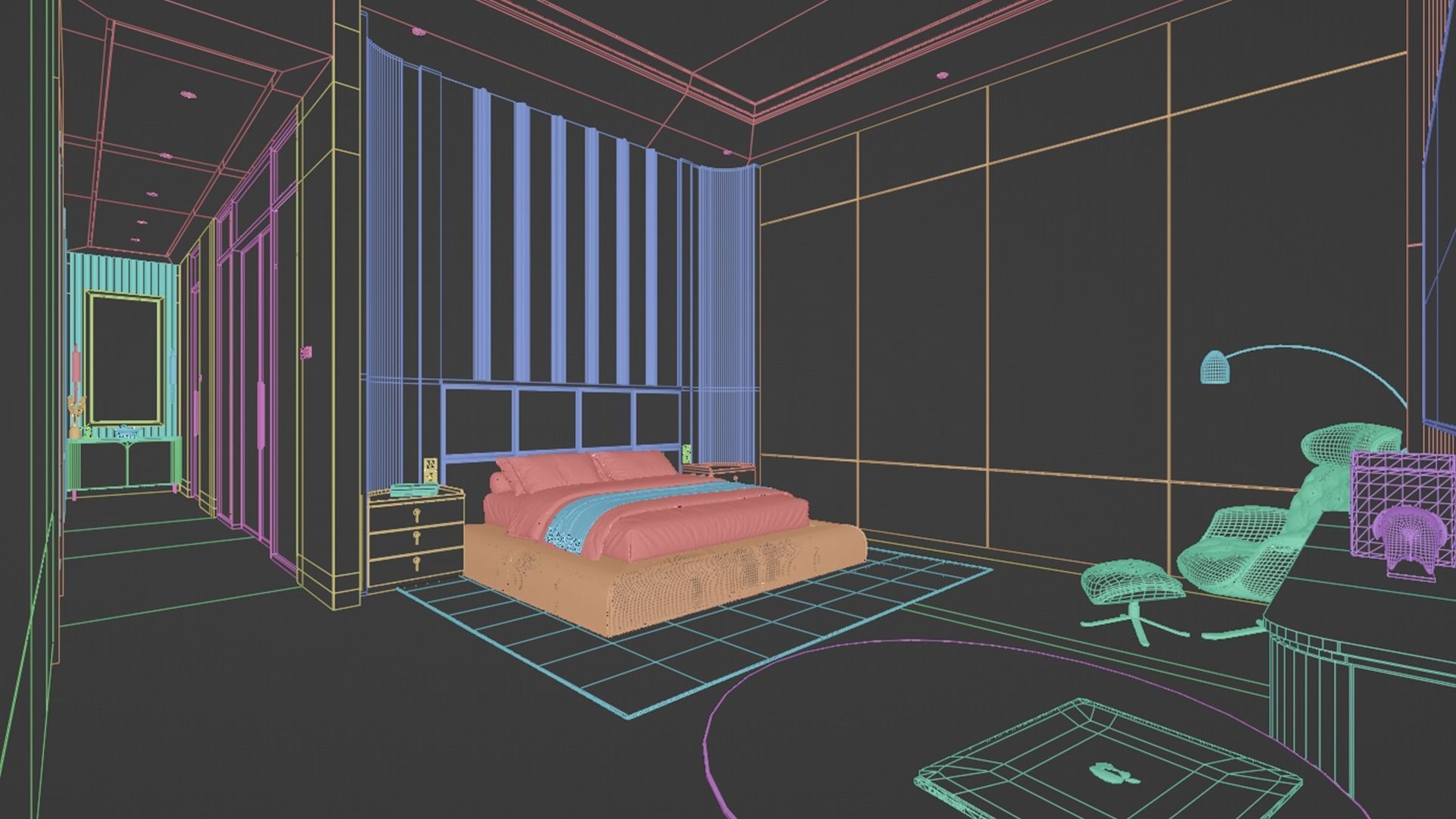 Bedroom - Modern Style Blender - Fbx - Obj 3D model_8
