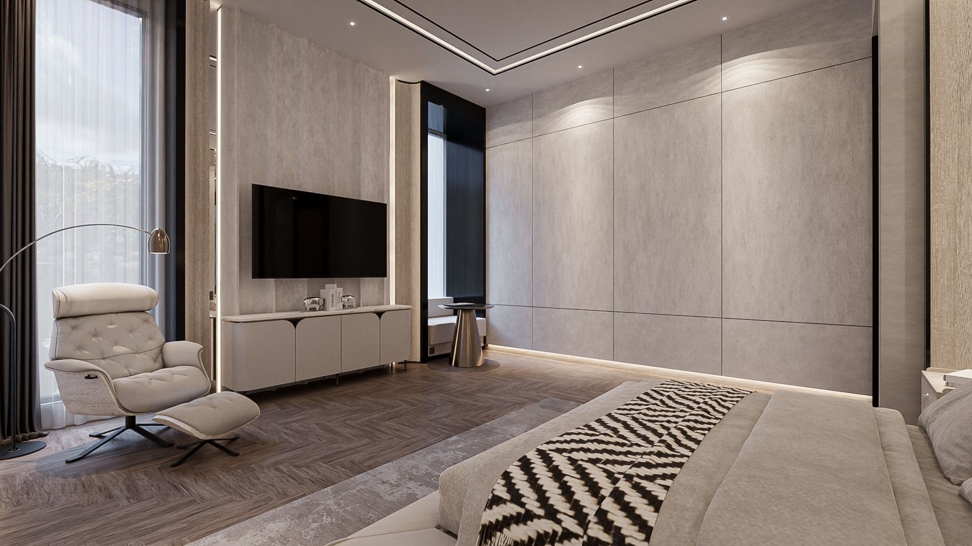 Bedroom - Modern Style Blender - Fbx - Obj 3D model_1