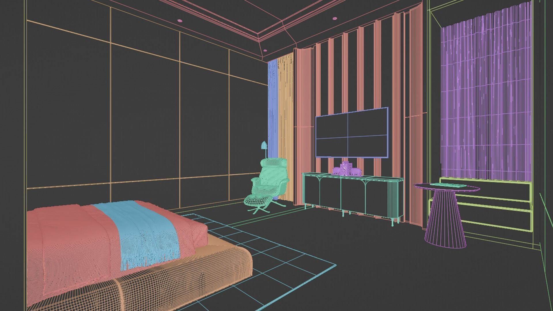 Bedroom - Modern Style Blender - Fbx - Obj 3D model_10