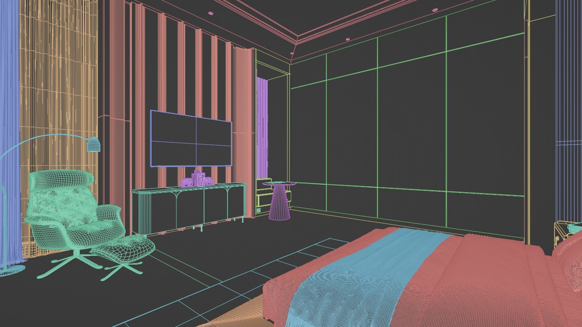 Bedroom - Modern Style Blender - Fbx - Obj 3D model_9