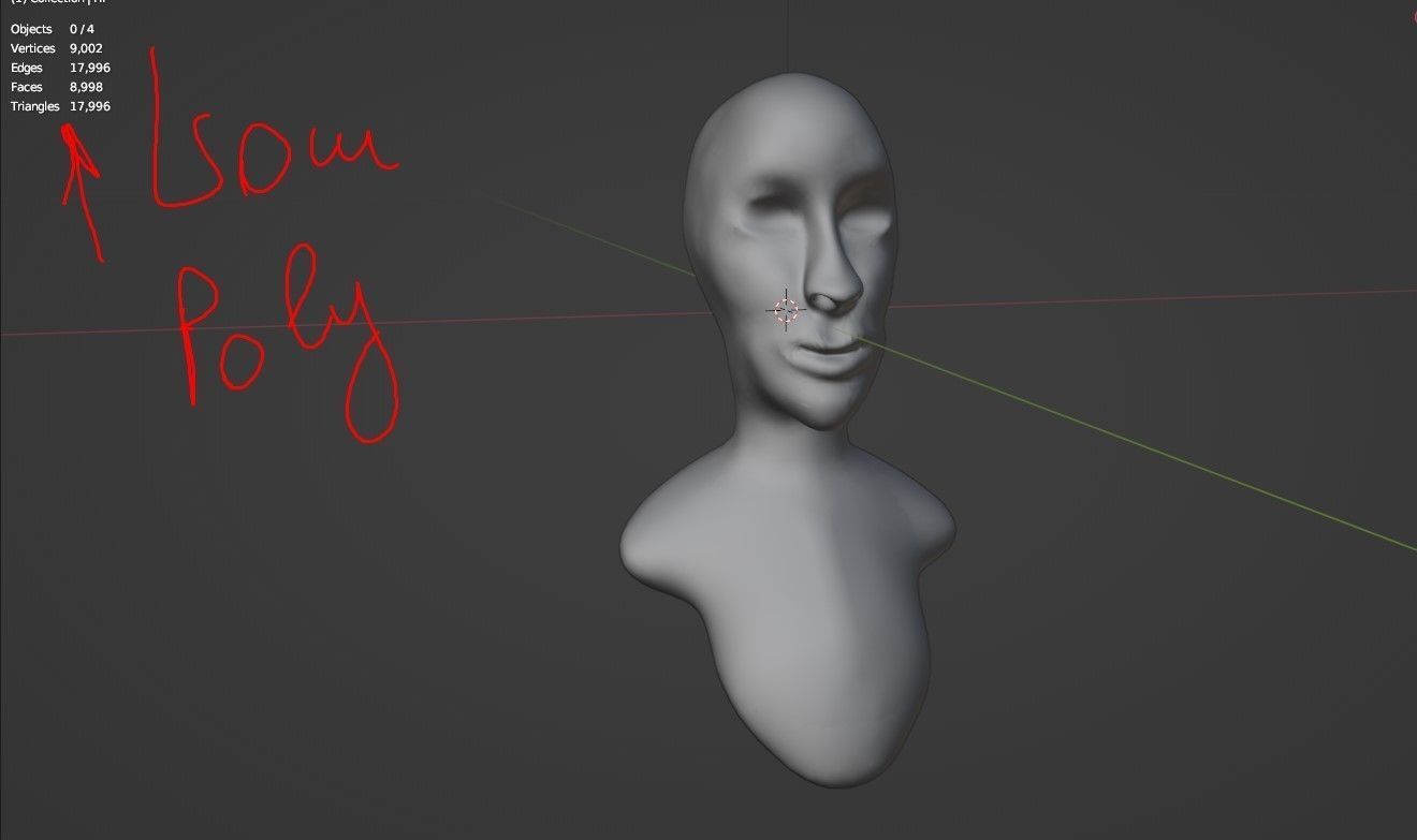 Head 4 Low-poly 3D model_3