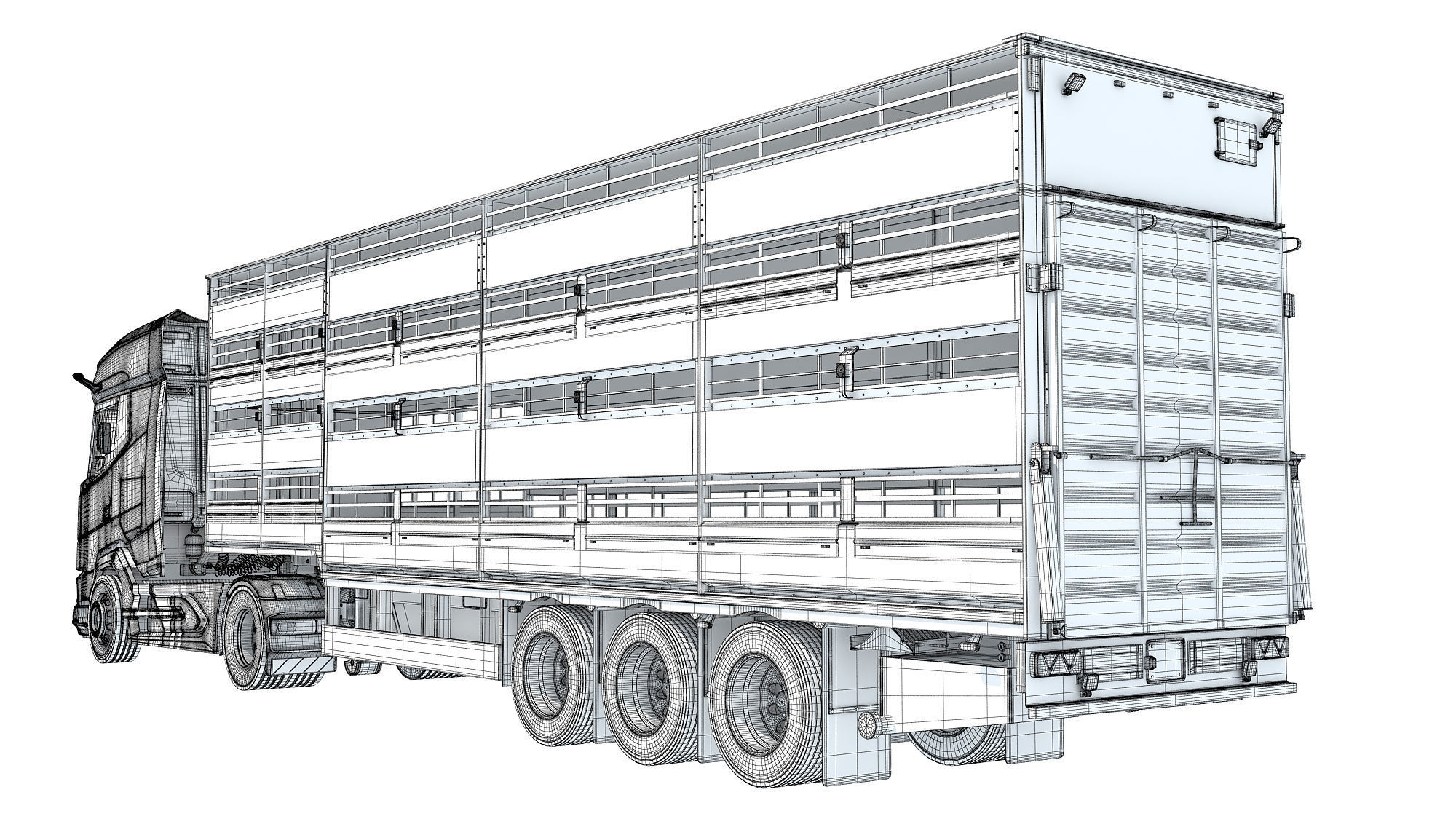Animal Transporter Truck 3D model_17