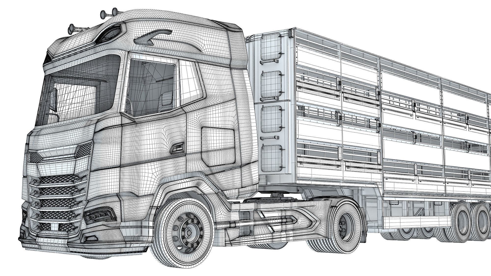 Animal Transporter Truck 3D model_20