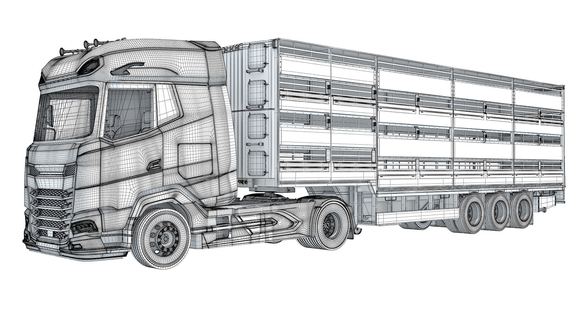 Animal Transporter Truck 3D model_16