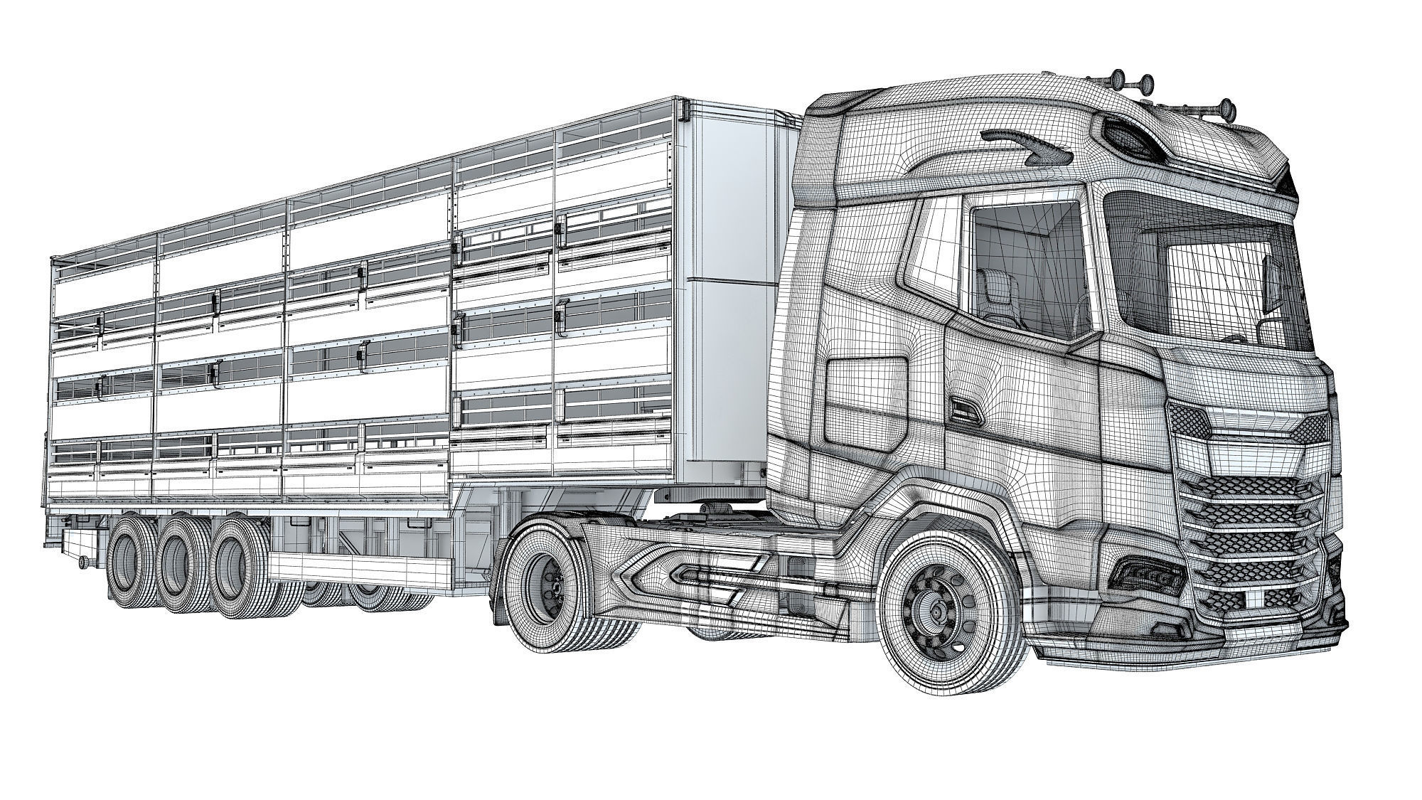 Animal Transporter Truck 3D model_19