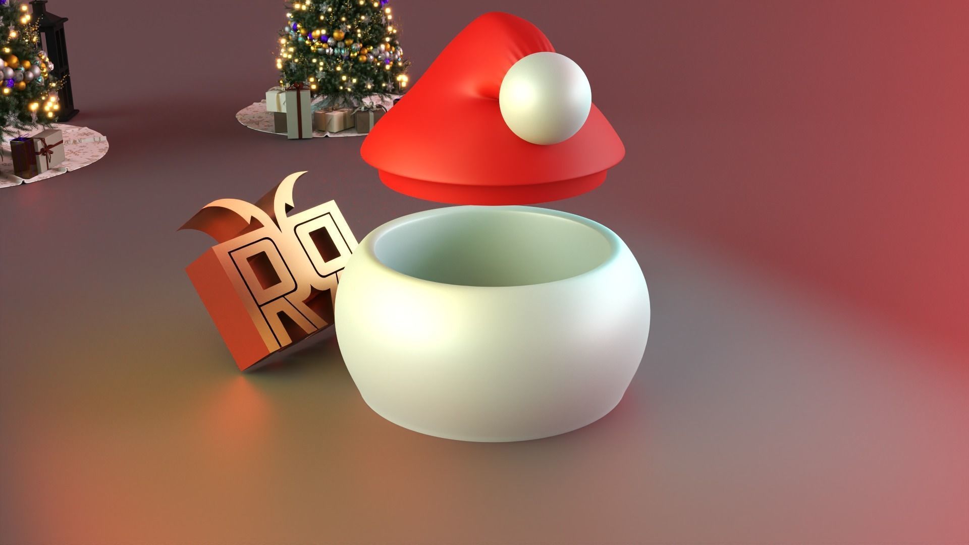 Santa Hat Lidded Bowl 3D print model_5