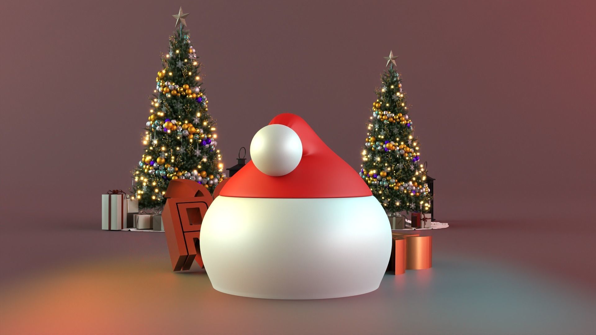 Santa Hat Lidded Bowl 3D print model_3