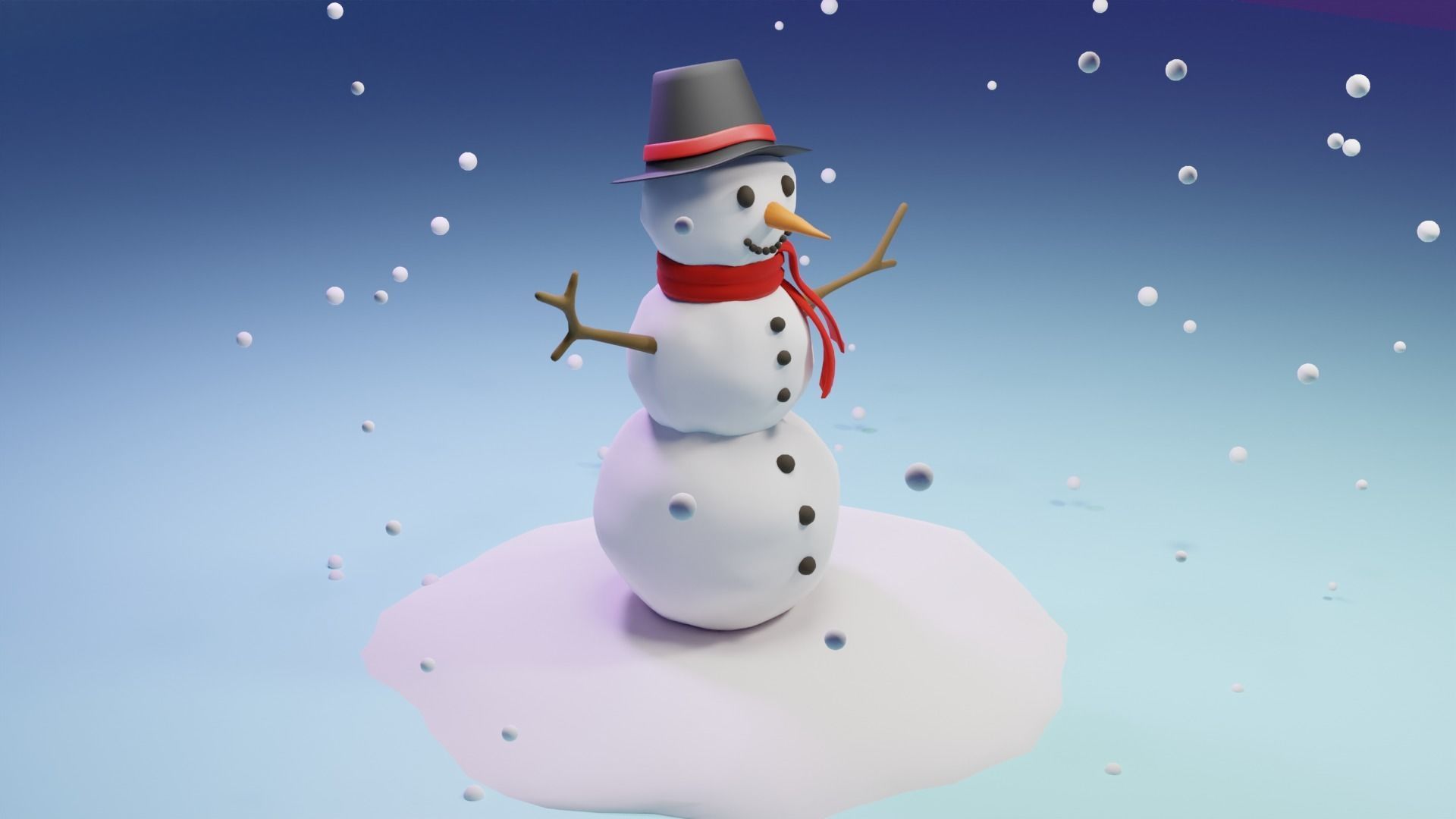 Snow Man Low-poly 3D model_3