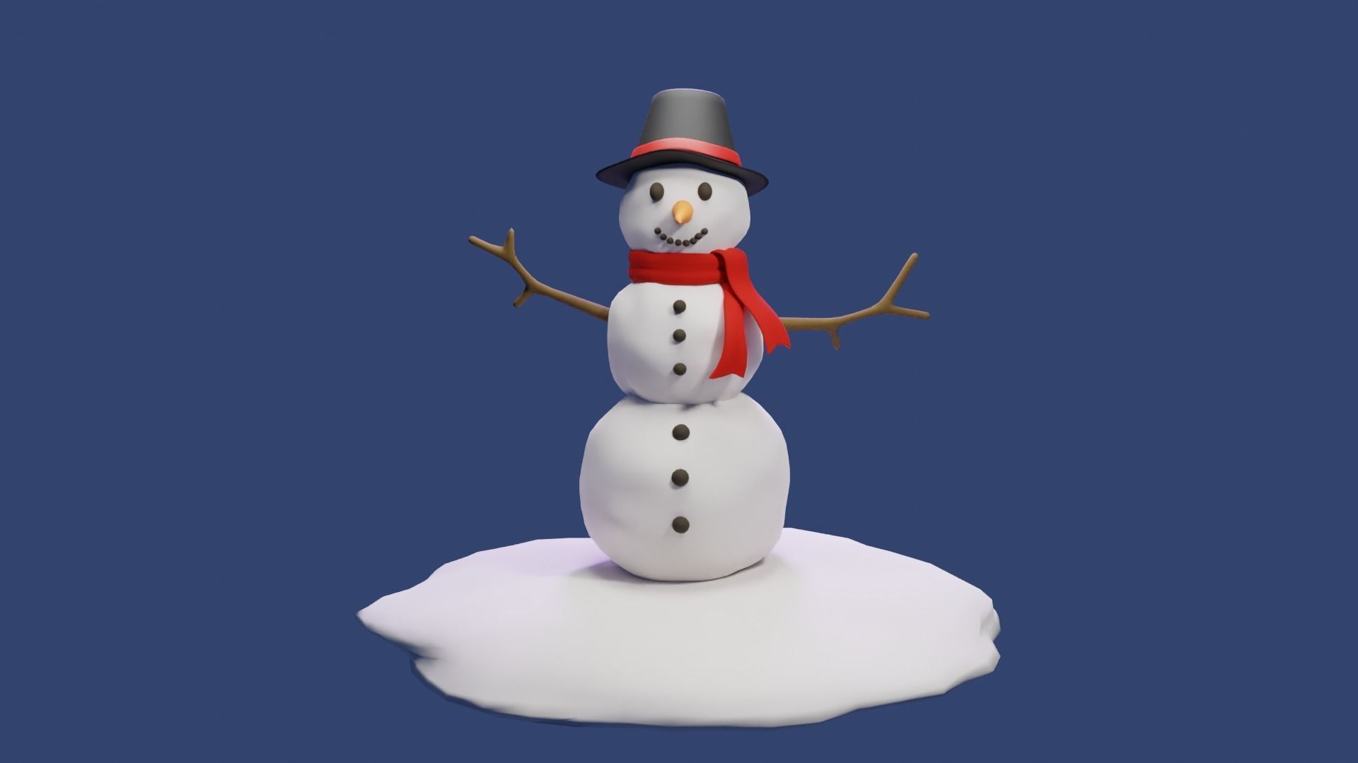 Snow Man Low-poly 3D model_7