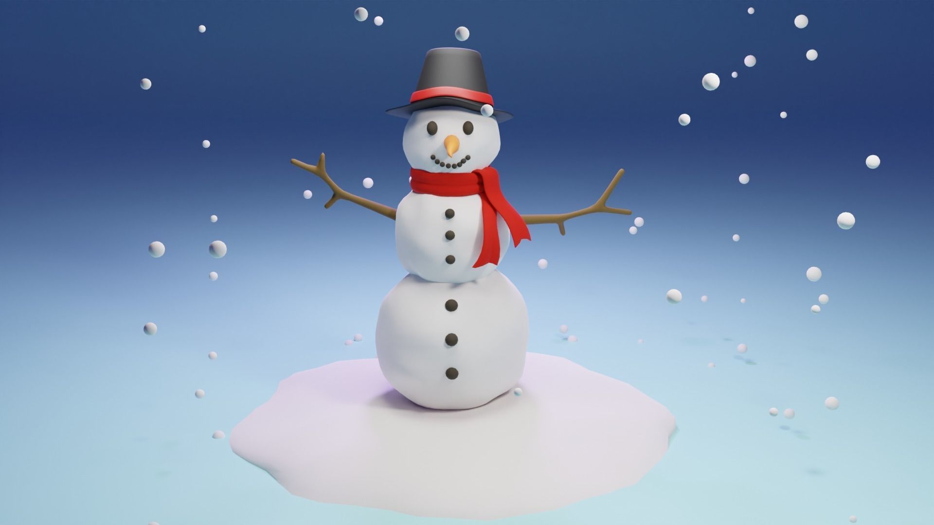 Snow Man Low-poly 3D model_2
